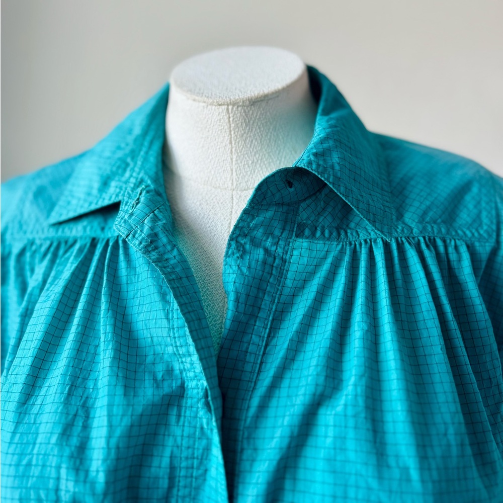 Vintage Teal Long Women's Raincoat - Picture 8 of 12